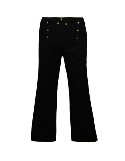 Chanel   Black Wool Sailor Pants w/ 9 CC Buttons sz 34