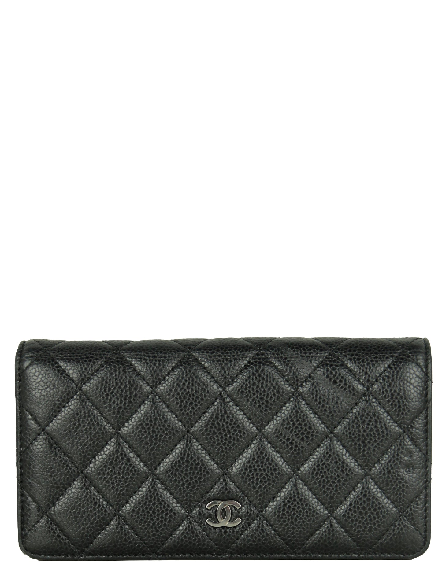 Chanel Black Caviar Leather Quilted Yen Wallet