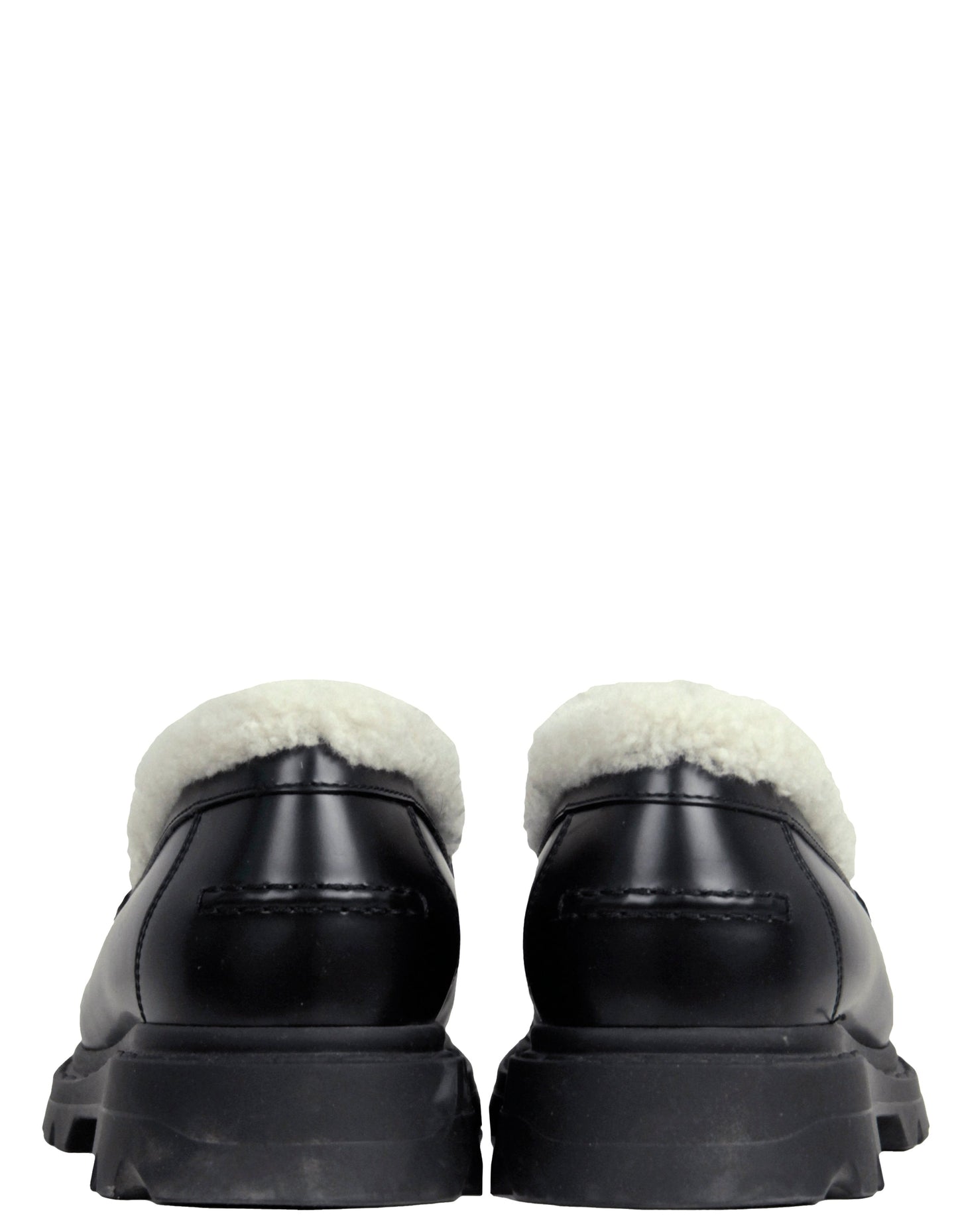 Christian Dior Black Brushed Calfskin & Shearling Dior Code Loafers sz 39.5