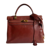 Hermes Kelly 35   Brown Box Calfskin Leather Gold Hardware 1995 With Strap Lock Key n Clochette