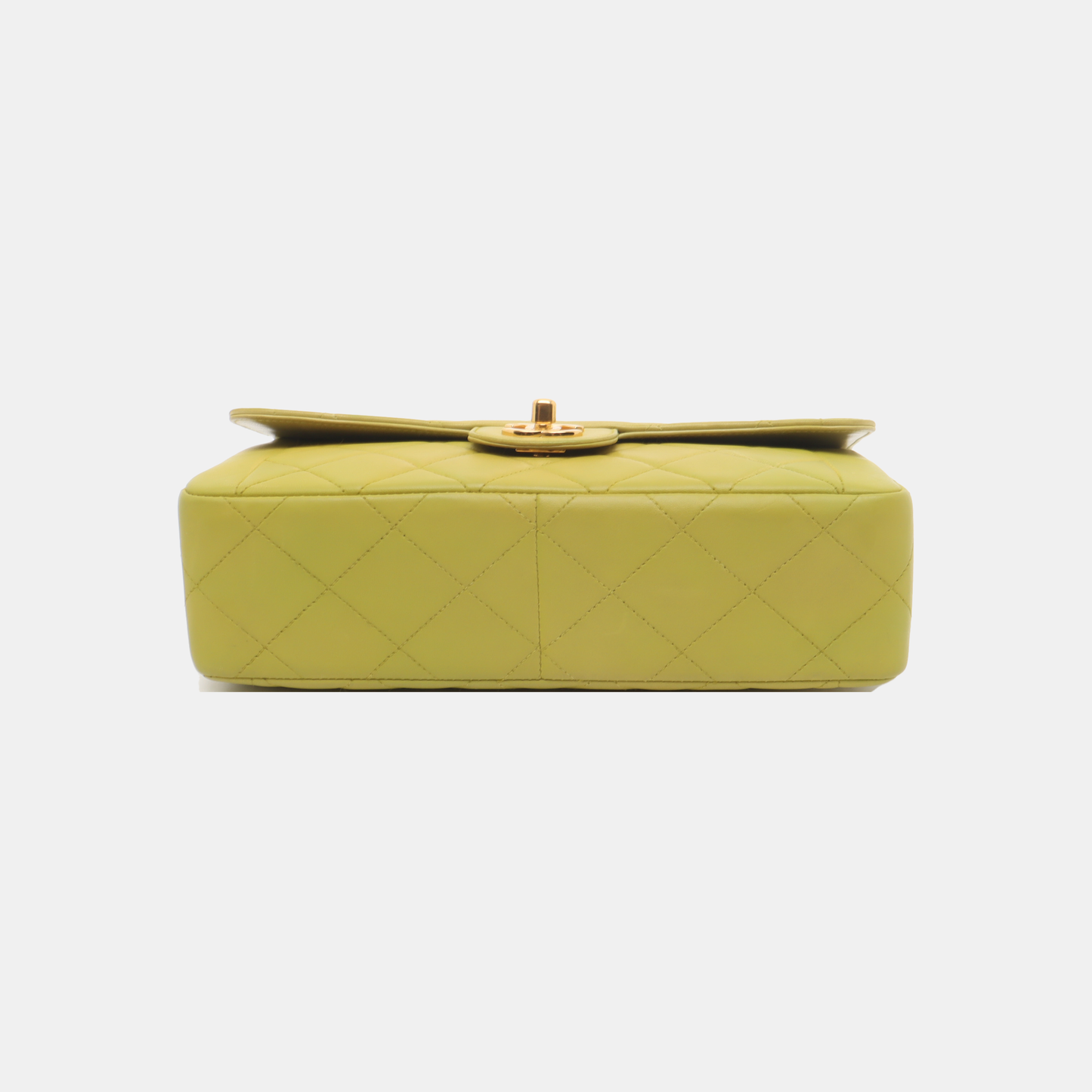 Chanel Classic Flap   Light Yellow Green Lambskin Leather with 24k Gold Hardware 1996-97