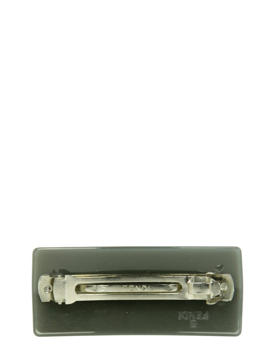 Fendi Grey Resin Logo Hair Barrette
