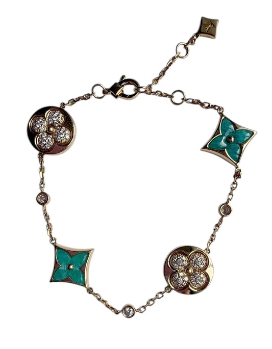 Louis Vuitton 18K Diamond & Amazonite Color Blossom BB Star & Sun Bracelet