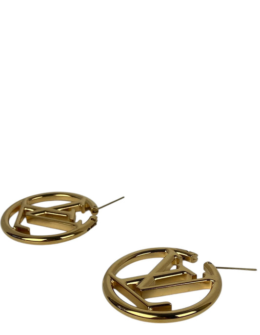 Louis Vuitton Gold Metal Louise Hoop Earrings