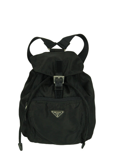 Prada Black Nylon Mini Backpack w/ Front Pocket