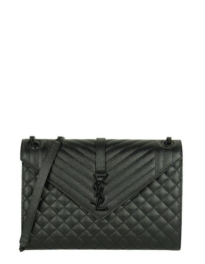 Saint Laurent Black on Black Large Triquilt Monogram Bag