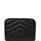 Saint Laurent Monogram Chevron Leather Compact Zip Around Wallet