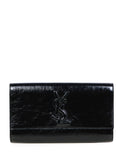 Yves Saint Laurent Black Patent Monogram Large Belle De Jour Clutch Bag