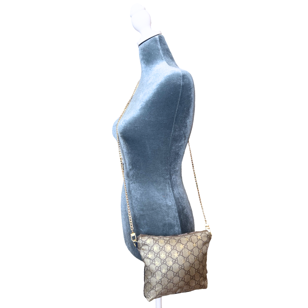 GG Logo Stars   Silk Scarf Crossbody Bag
