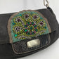 Prada Black Suede Rhinestone Alligator Flap Shoulder Bag