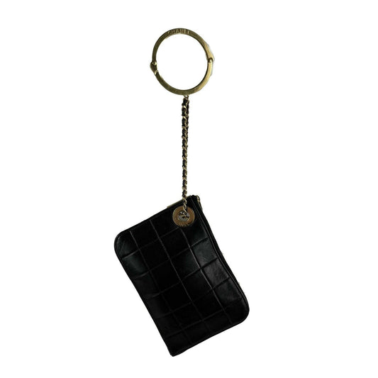 CHANEL -   Mini Handcuff Wristlet Clutch - Black / Beige / Gold Ring