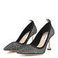 Miu Miu Glitter Rete 85 Pumps 35.5 Silver Black