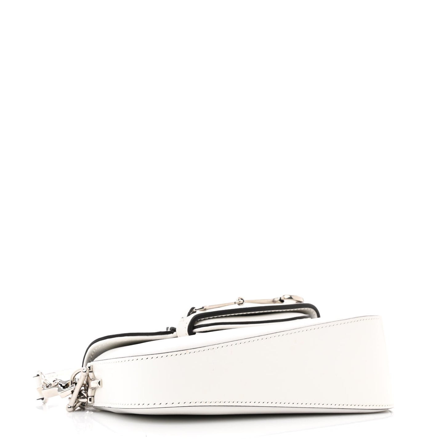 Amelia Calfskin Mini Horsebit 1955 Asymmetric Shoulder Bag White