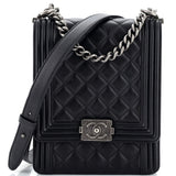 CHANEL North South Boy Flap Bag Quilted Caviar Large