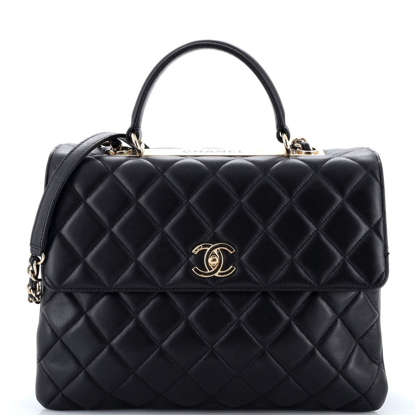 CHANEL Trendy CC Top Handle Bag Quilted Lambskin Large