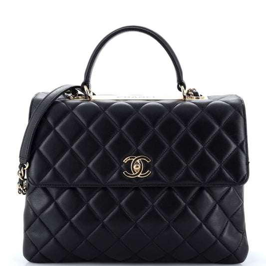 CHANEL Trendy CC Top Handle Bag Quilted Lambskin Large