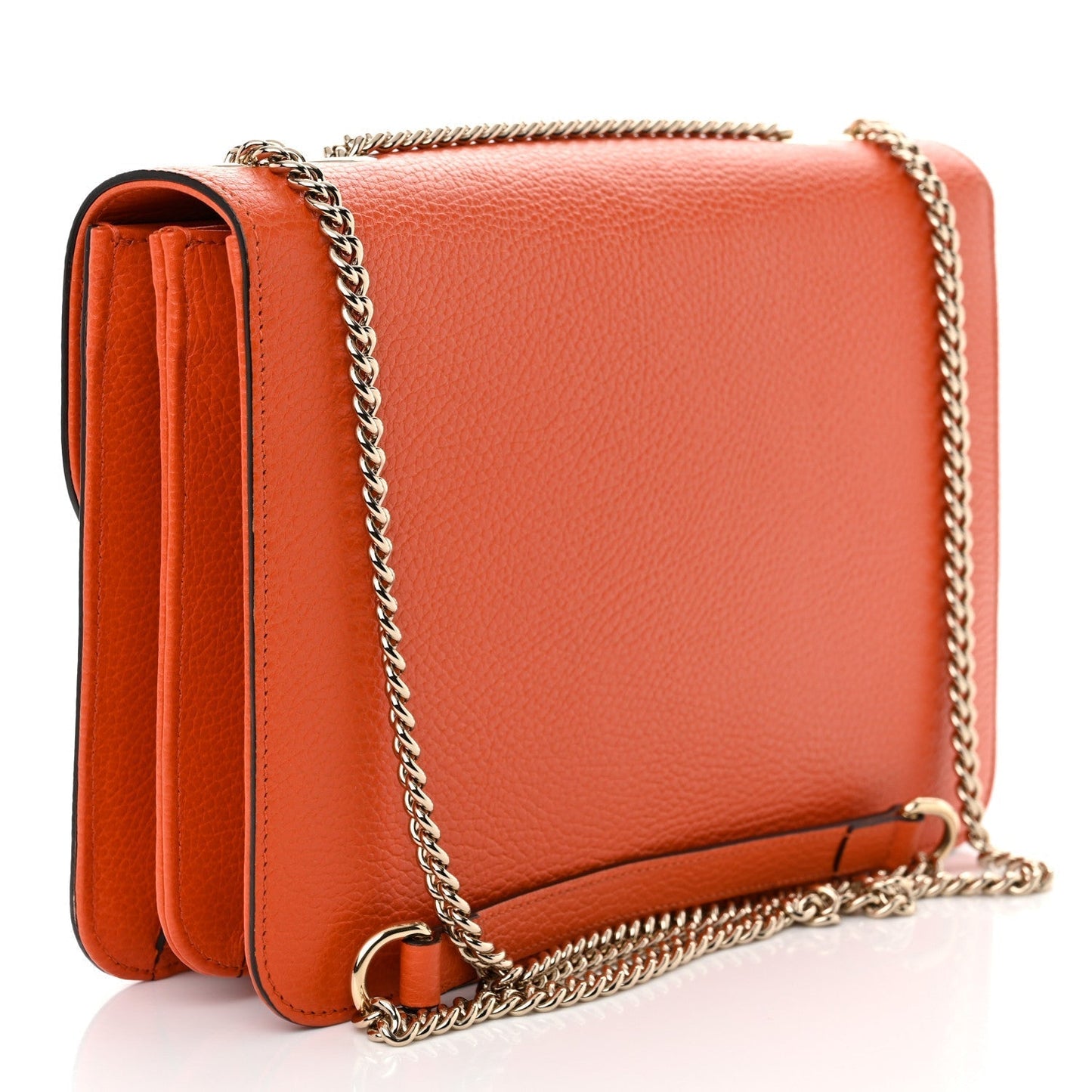 Amelia Dollar Calfskin InterLocking G Shoulder Bag Sun Orange