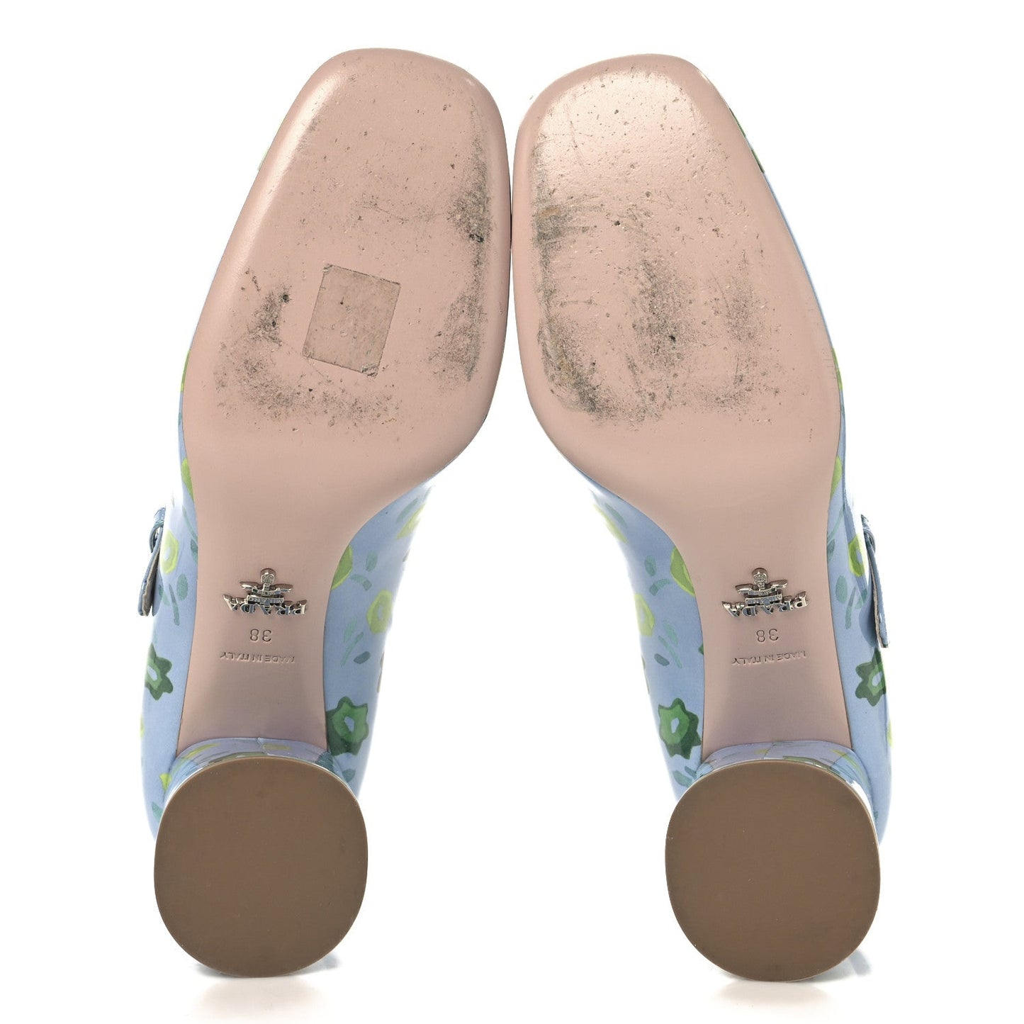 Prada Patent Floral Mary Jane 65mm Pumps 38 Blue