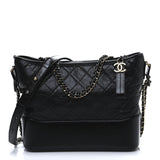 Amelia Aged Calfskin Quilted Medium Gabrielle Hobo Black