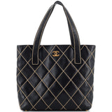 CHANEL Surpique Tote Quilted Leather Small