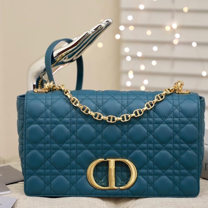 LARGE CARO BAG 28 DEEP OCEAN BLUE SUPPLE CANNAGE CALFSKIN Amelia