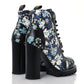 Louis Vuitton Calfskin Floral Star Trail Ankle Boots Black