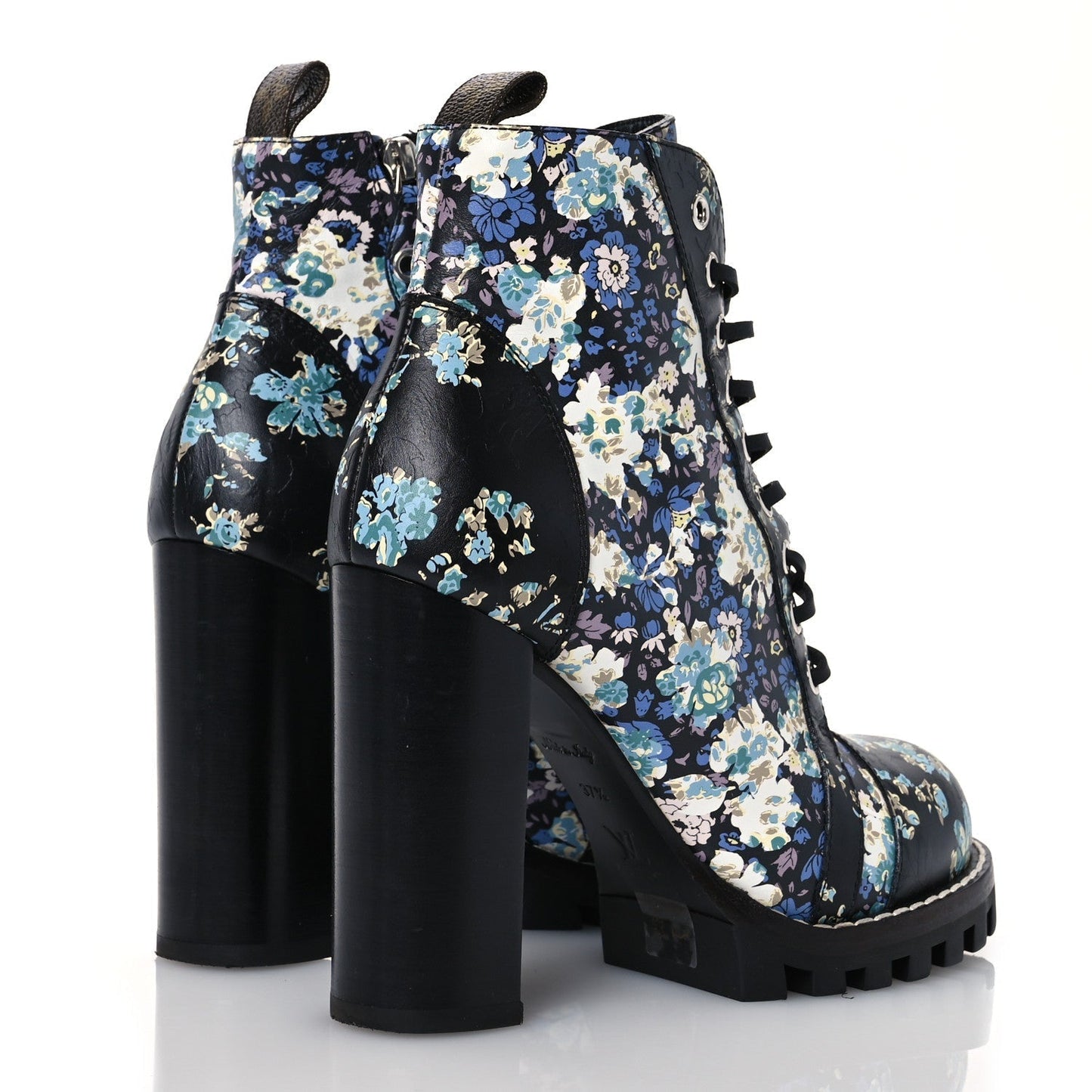 Louis Vuitton Calfskin Floral Star Trail Ankle Boots Black