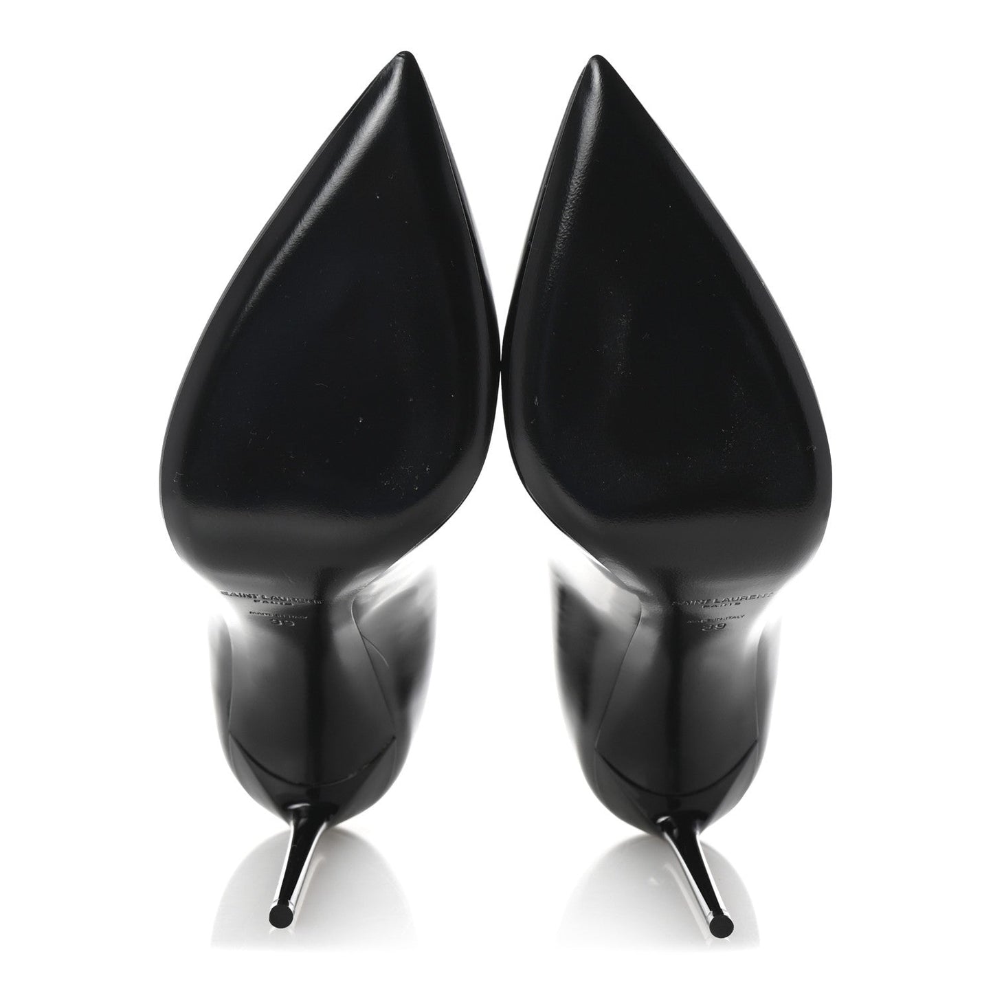 Saint Laurent Patent Calfskin Teddy High Vamp 105 Pumps 39 Black