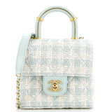CHANEL Crush Top Handle Flap Bag Quilted Tweed Mini