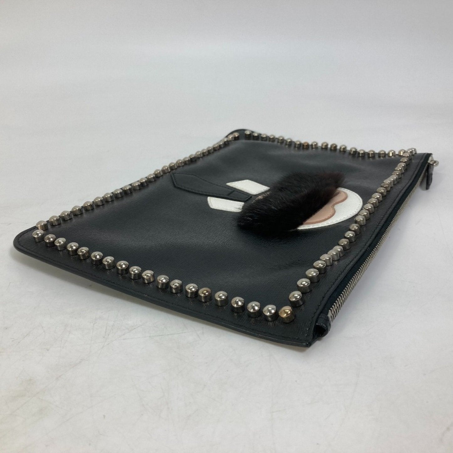 Fendi   Leather Fur Clutch Bag Pouch (Pre-Owned)