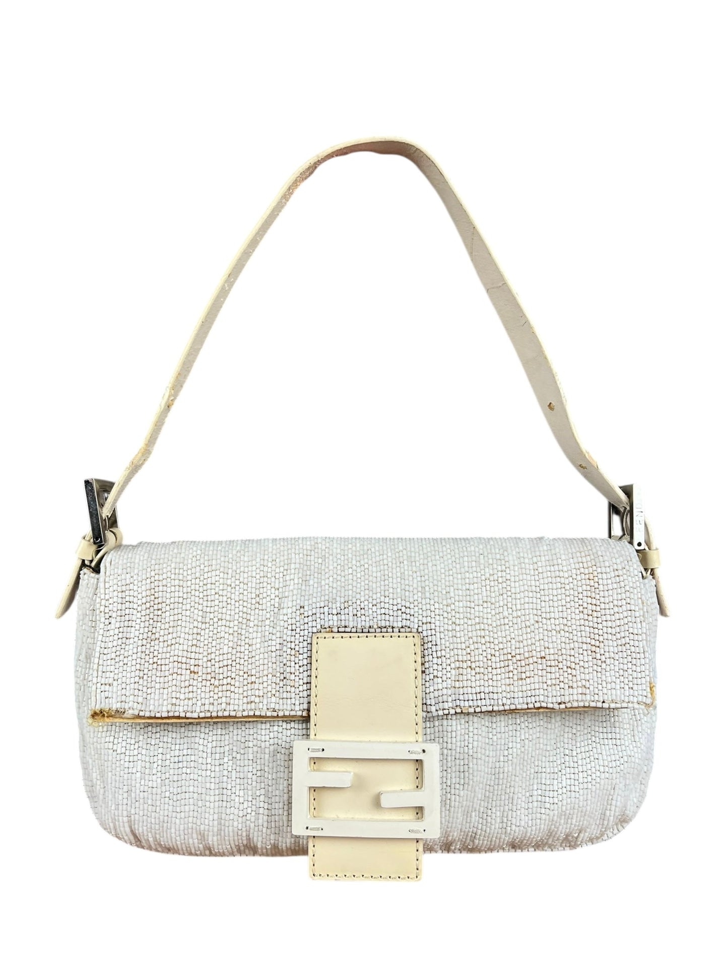 Fendi   Beaded Baguette White