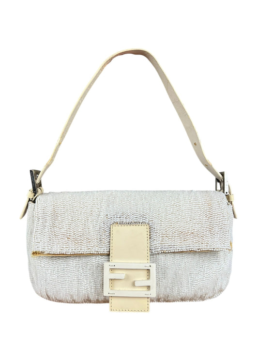 Fendi   Beaded Baguette White