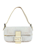 Fendi   Beaded Baguette White