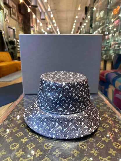 Burberry Coated Canvas Leather-Trim Bucket Hat Brown