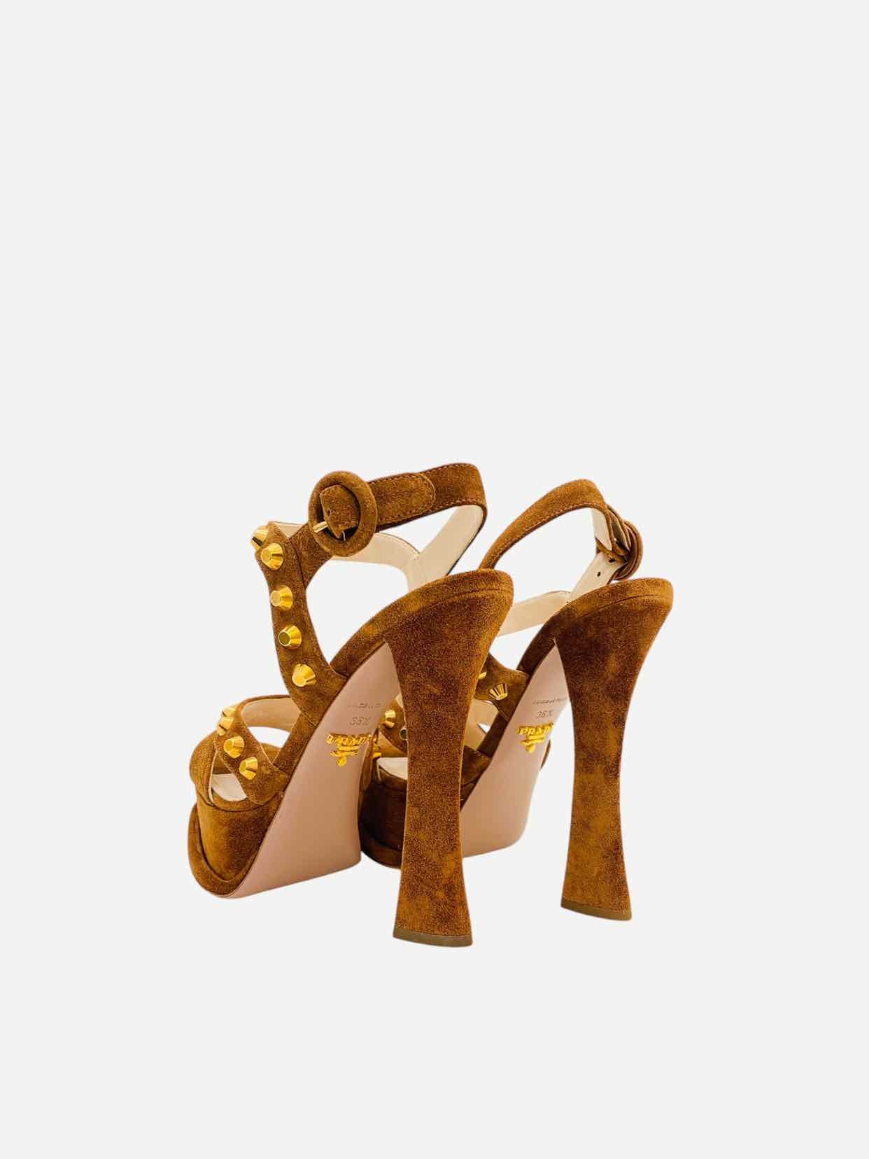 PRADA Abstract Brown Size EU 36.5 Heeled Sandals