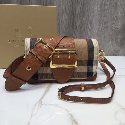 B-Berry - BB  The Small Buckle Bag In House Check Brown For Women, Bags 7.5in/19cm
