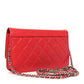 Amelia Grained Calfskin Quilted CC Box Wallet On Chain WOC Red