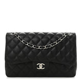 Amelia Lambskin Quilted Jumbo Double Flap Black