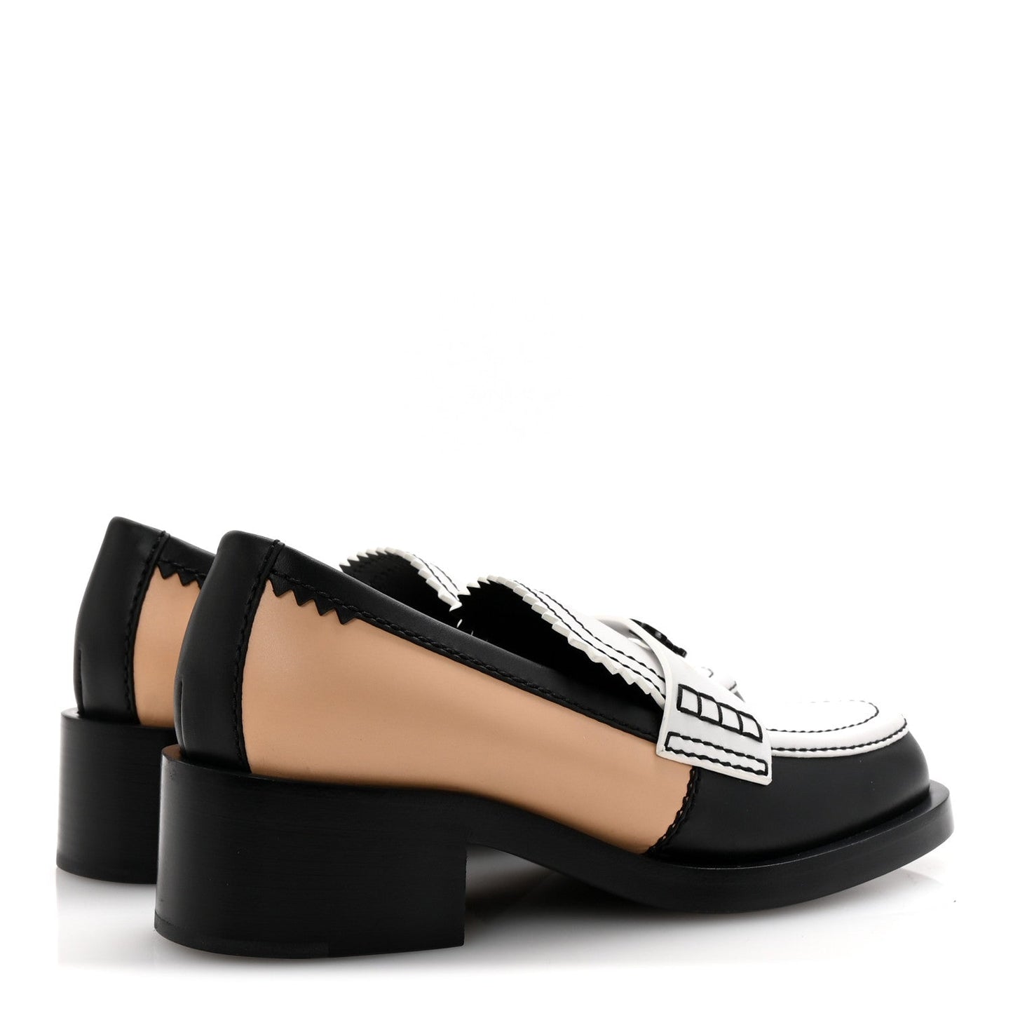 Amelia Calfskin CC Loafers 38 Black White Beige