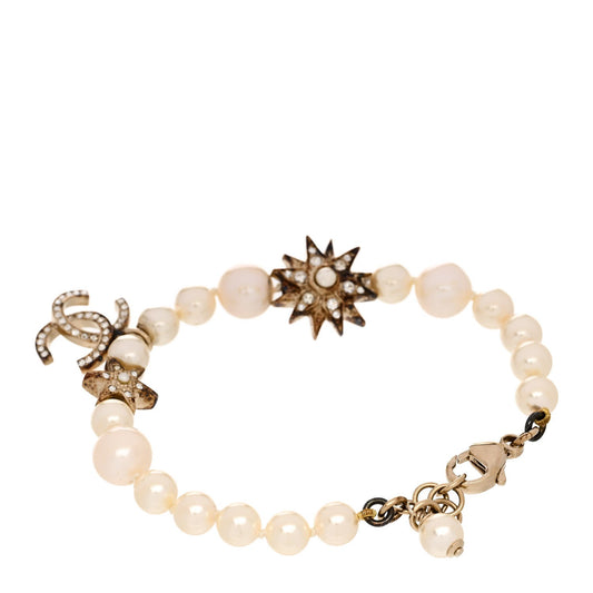 Amelia Pearl Crystal Star CC Bracelet Gold