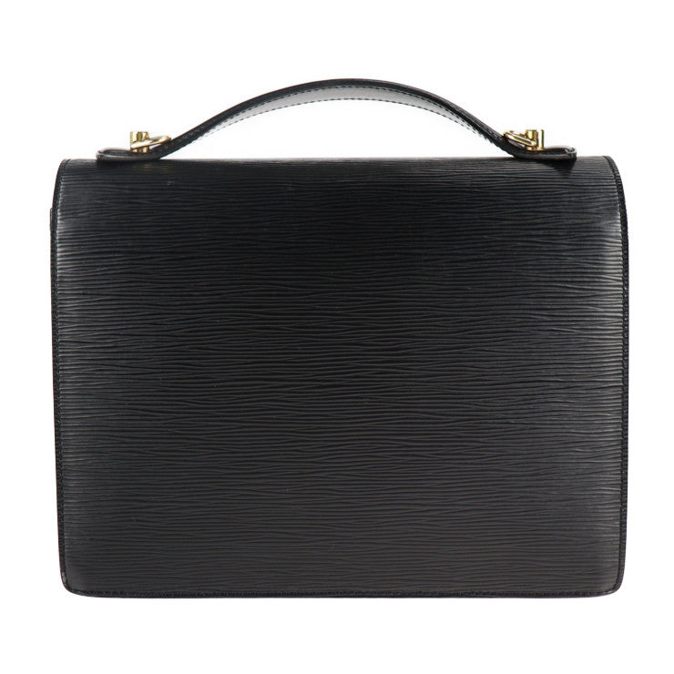 Louis Vuitton Monceau Handbag Epi Leather Noir 2way Business Bag