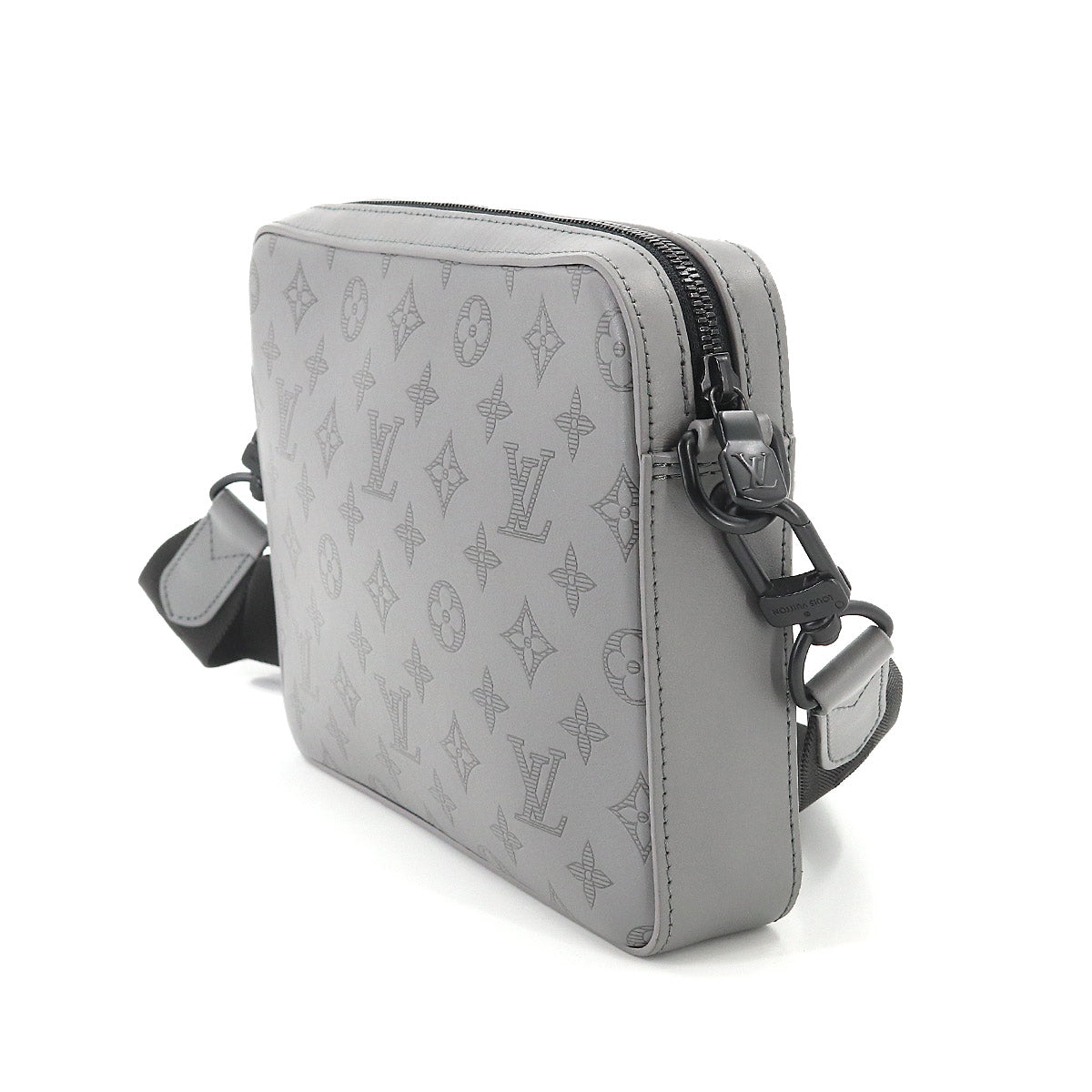 Louis Vuitton Monogram Shadow Duo Messenger Shoulder Bag Leather Gray