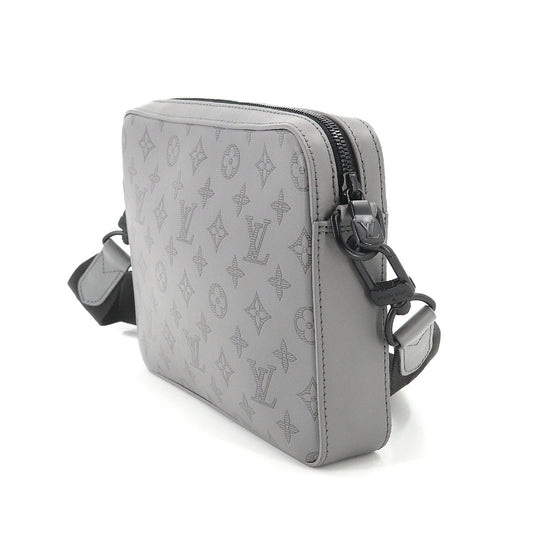 Louis Vuitton Monogram Shadow Duo Messenger Shoulder Bag Leather Gray
