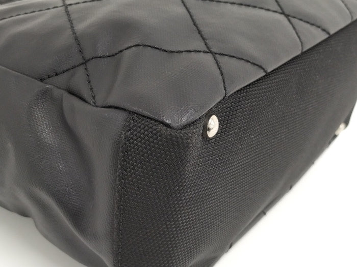 Chanel Tote Bag Paris Biarritz PM Leather Black