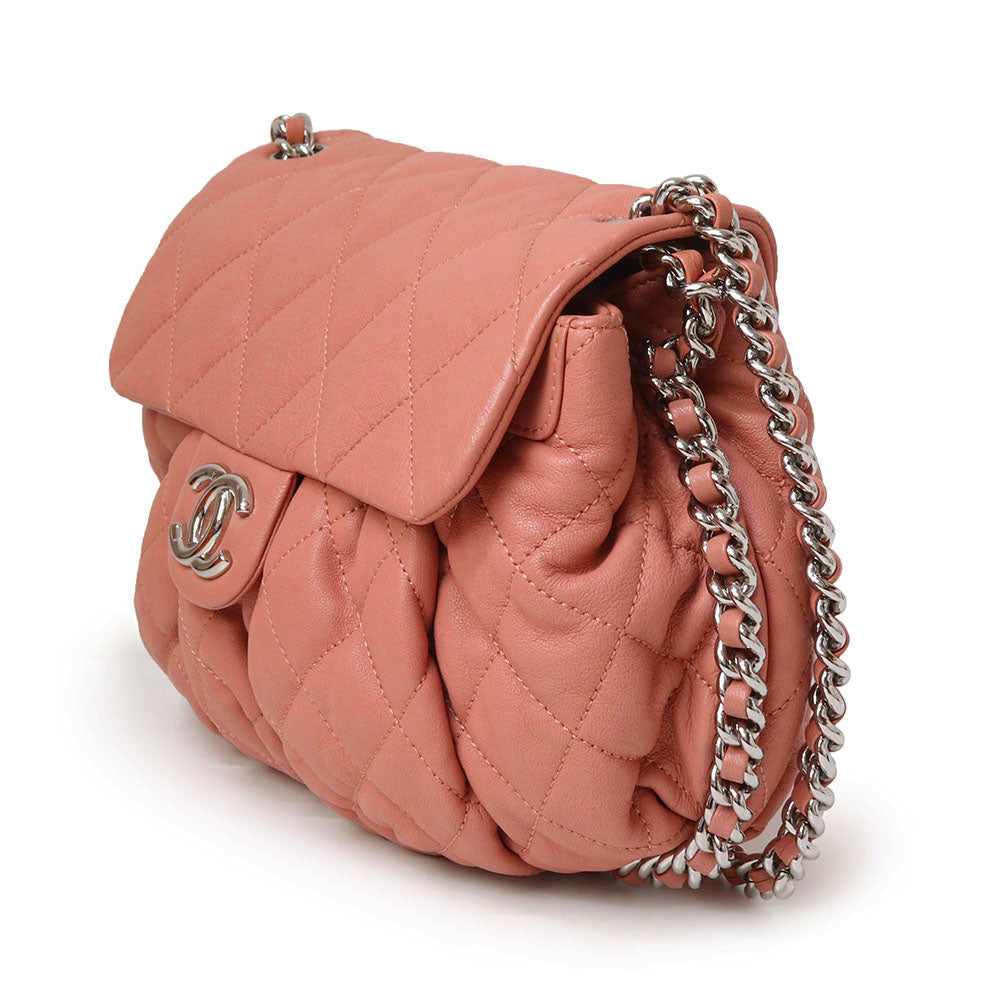 Chanel Matelasse  Chain Around Crossbody Lambskin Leather Pink