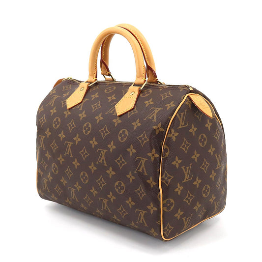 Louis Vuitton Monogram Speedy 30 Hand Bag Brown Gold Hardware