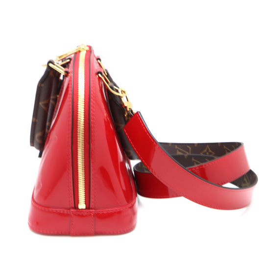 Louis Vuitton Alma BB Patent Calf Leather Monogram Red Brown