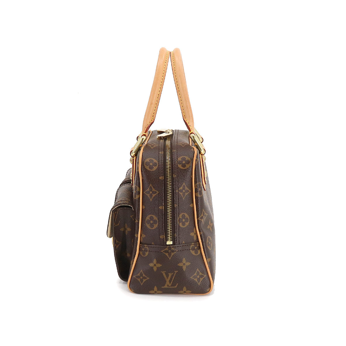 Louis Vuitton  Monogram Manhattan PM Hand Bag Brown Gold Hardware
