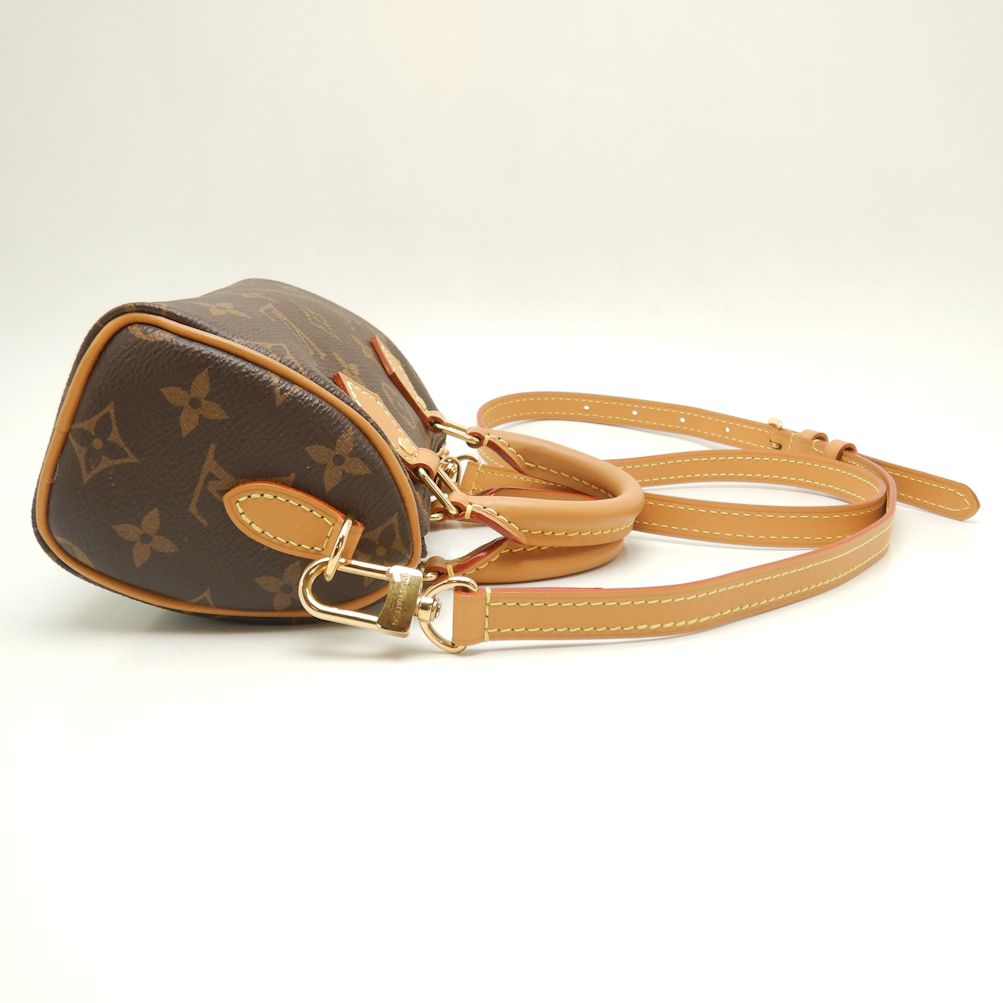 Louis Vuitton Monogram Speedy Crossbody Shoulder Bag Brown