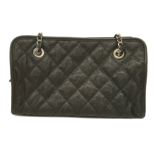 Chanel Shoulder Bag Matelasse Chain Caviar Skin Black
